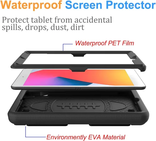 Miniatura 3 de BMOUO Funda para niños para iPad de 9ª/8ª/7ª generación (2021/2020/2019), con protector de pantalla integrado, soporte con mango a prueba de golpes