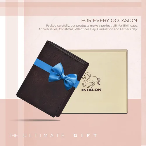 Miniatura 5 de ESTALON Slim RFID Wallets for Men - Genuine Leather Front Pocket Trifold Wallet