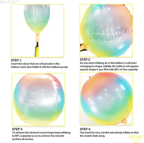 Miniatura 7 de KatchOn, Globos grandes y brillantes de arcoíris de 22 pulgadas, paquete de 6, globos arcoíris para cumpleaños, globo metálico de Mylar pastel
