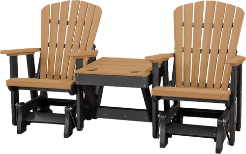Miniatura 16 de DutchCrafters Slat - Sillas de patio Adirondack de doble polietileno con respaldo de ventilador para exteriores con mesa central (negro y azul aruba)