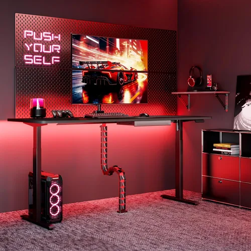 Miniatura 9 de ARES WING Columna de gestión de cables debajo del escritorio, organizador de cables de vértebras con abrazadera para escritorio de pie, organizador