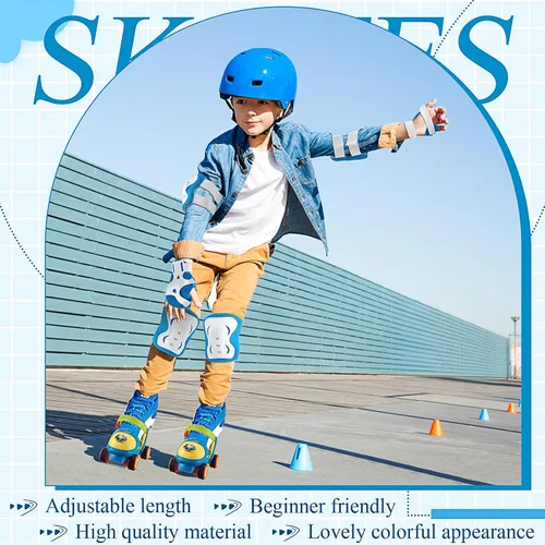 Miniatura 5 de VioraWhite 4-in-1 Toddler Roller Skates for Girls Boys Age 3-5 2-6, Adjustable Kids Quad Skates with Safe Lock Mode, with Knee Elbow Pads Wrist