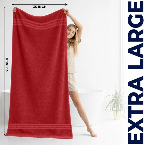 Miniatura 3 de DAN RIVER Paquete de 2 sábanas de baño de lujo 35x70, 600 GSM, toallas de 100% algodón hilado en anillo suaves y de secado rápido ideales para Rojo