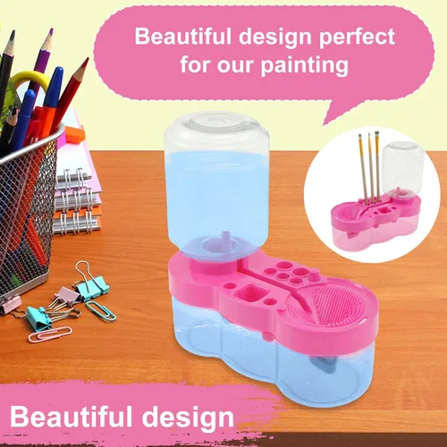 Miniatura 5 de Limpiador de pinceles de pintura mejorado con bandeja de pintura, herramienta de limpieza de pincel de circulación de agua, suministros de pintura
