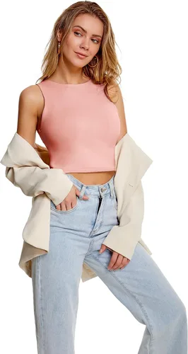 Miniatura 5 de Paquete de 3 camisetas cortas sin mangas con espalda cruzada halter recortadas sexy básica para mujer