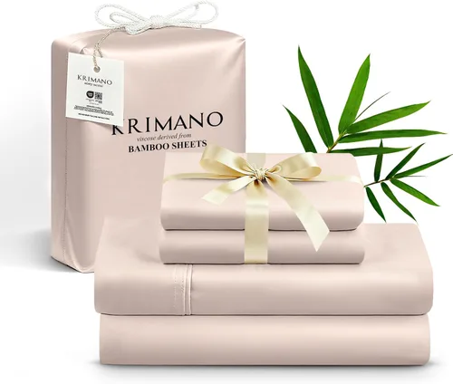 Miniatura 14 de Juego de sábanas tamaño King, sábanas de viscosa de bambú para cama, juego de 4 piezas, 100% viscosa derivada de bambú, lujo sedoso y refrescante