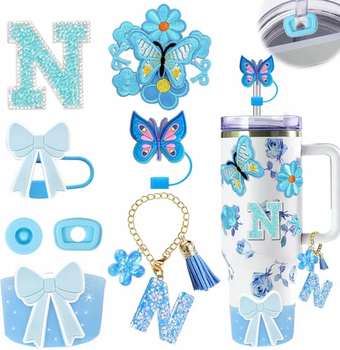 Miniatura 103 de 15 piezas de set de accesorios para vaso Stanley Cup 30oz 40oz con asa, incluye cubierta de pajita de silicona y bota, encanto de asa, encantos