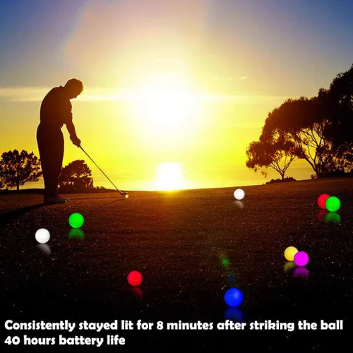 Miniatura 10 de THIODOON Glow in The Dark Golf Balls Light up Led Golf Balls Night Golf Gift Sets for Men Kids Women 6 Pack (6 Colors in one)
