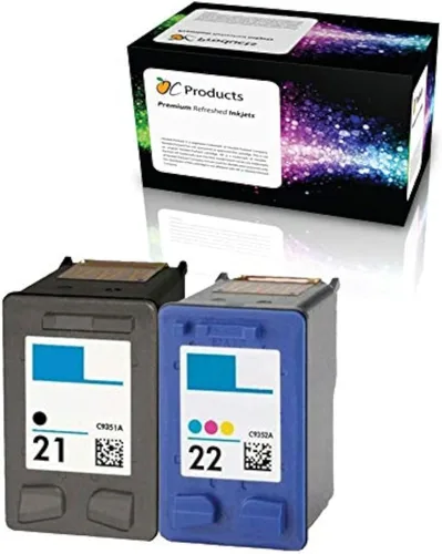 Cartucho de tinta rellenado de repuesto para HP 21 y HP 22 para PSC 1410 Deskjet F4180 F2280 D2360 D1560 D2460 Officejet 4315 (1 negro 1 color)
