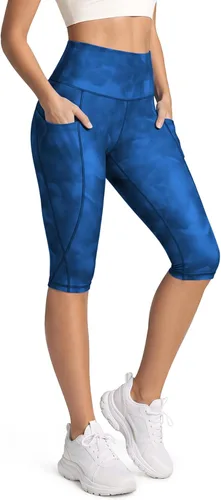 Miniatura 86 de ODODOS - Leggings capri de cintura alta para mujer con bolsillos, control de abdomen, no se transparentan, para entrenamiento atlético, running