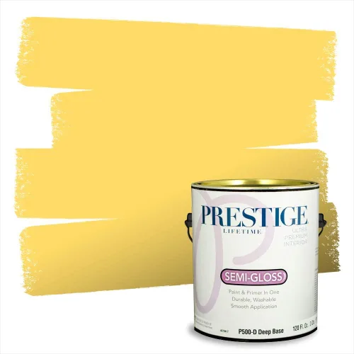 Miniatura 84 de PRESTIGE Pinturas Pintura Exterior e Imprimación En Uno, 1 Galón, Satinado, Pareja Comparable de Benjamin Moore* Amarillo* 320BM-PCM