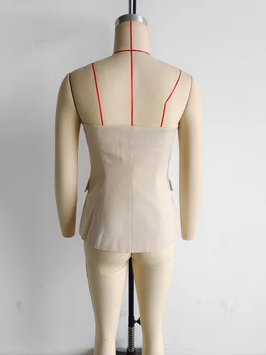 Miniatura 8 de Chaleco de traje sin tirantes para mujer, chaleco formal con botones en la parte delantera, chaleco con bolsillos