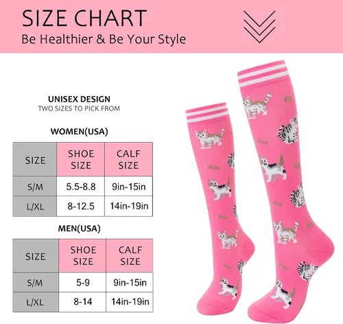 Miniatura 2 de fenglaoda Calcetines de compresión para mujeres y hombres, 6 pares, hasta la rodilla, mejor apoyo para correr, viajar, vuelo, enfermera