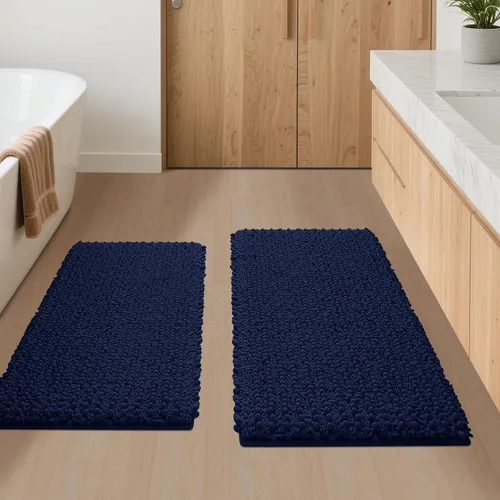 Miniatura 15 de ACCUMTEK - Juego de 2 alfombras de baño de lujo en color beige de 32"x20"+24"x17", alfombras de baño ultra suaves y gruesas absorbentes, alfombra