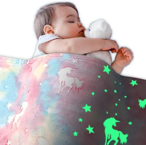 Miniatura 13 de Viviland Manta de Tiro con Estampado de Arcoíris para Niños y Niñas, Forro Polar de Felpa Cálido y Ligero para Sofá, Silla, Sillón, Cama, 30" x 40