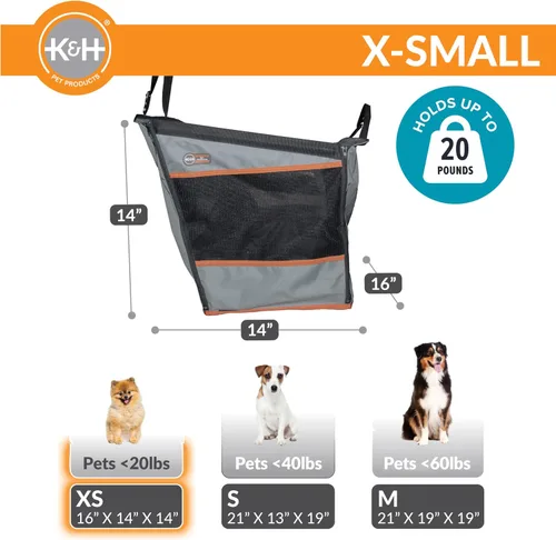 Miniatura 3 de K&H Buckle N Go - Asiento de automóvil para perros pequeños, tela impermeable, laterales de malla transpirable, correa de cinturón de seguridad