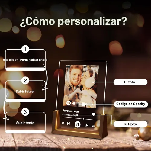 Miniatura 2 de LUCKOR - Placa decorativa con temática de Spotify, regalos personalizados para él y ella, portarretratos para novio, novia, parejas, esposa