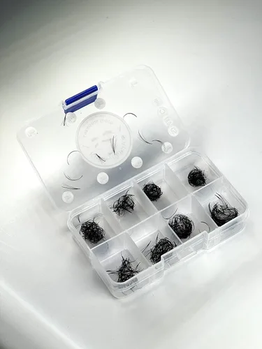 Miniatura 3 de Extensiones de pestañas prefabricadas 5D Wispy, bandeja mixta de 0.354-0.630 in, rizo C, 0.003 in, volumen ruso en abanico 500, raíces largas