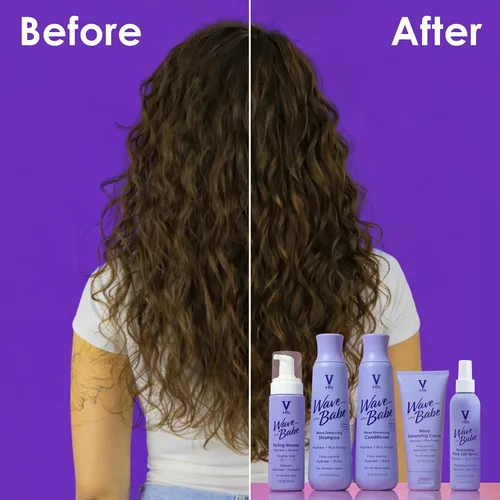 Miniatura 4 de V&Co. Beauty Wave Babe Acondicionador para cabello ondulado – Cuidado capilar hidratante sin sulfatos ni parabenos con proteína de arroz y péptidos