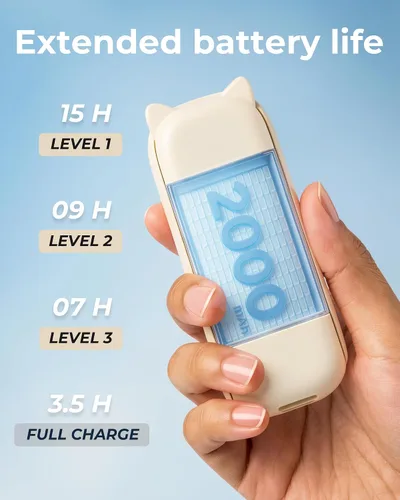 Miniatura 6 de FrSara Ventilador de mano portátil, pequeño ventilador personal recargable, artículos esenciales de viaje de verano con 3 velocidades, 2000 mAh