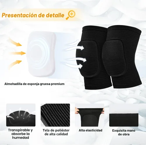 Miniatura 2 de Rodilleras de voleibol para bailarines, rodilleras suaves y transpirables para hombres, mujeres, niños, rodilleras protectoras para voleibol, Negro
