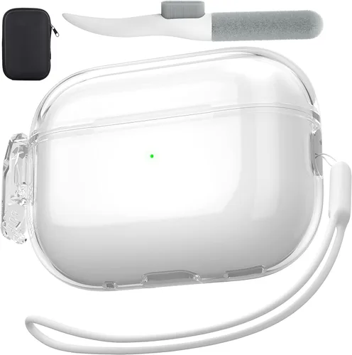 Miniatura 33 de Valkit - Funda transparente protectora para estuche de AirPods, con llavero, poliuretano termoplástico suave, a prueba de golpes, compatible