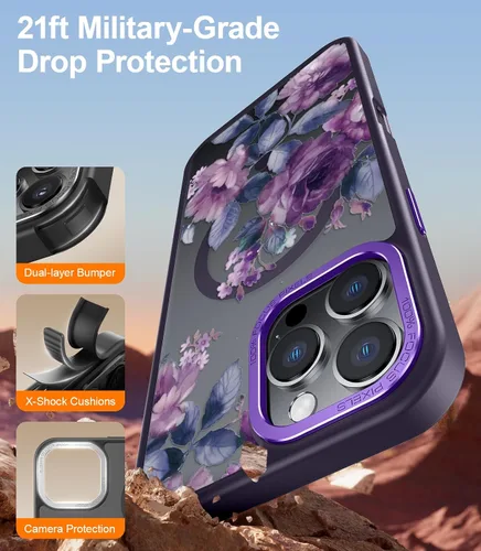 Miniatura 48 de Goodon para iPhone 15 Pro Max con protector de pantalla de privacidad, compatible con Magsafe, funda translúcida mate a prueba de golpes - Linda