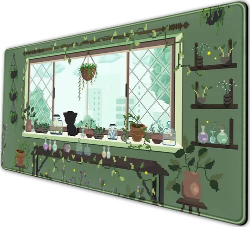Miniatura 10 de Tapete de escritorio, diseño de flores pintadas a mano con diseño de abstracción (31.5 x 15.75 pulgadas), bonita alfombrilla de mouse grande