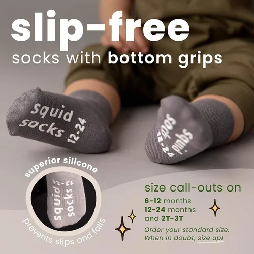 Miniatura 113 de squid socks Calcetines de viscosa de bambú 0-6M, 6-12M, 12-24M y 2T-3T Calcetines que se mantienen puestos