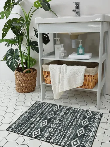 Miniatura 2 de Lahome Alfombra marroquí pequeña de 2 x 3 pies, antideslizante, lavable, para interiores con parte trasera de goma, alfombra moderna de perfil bajo