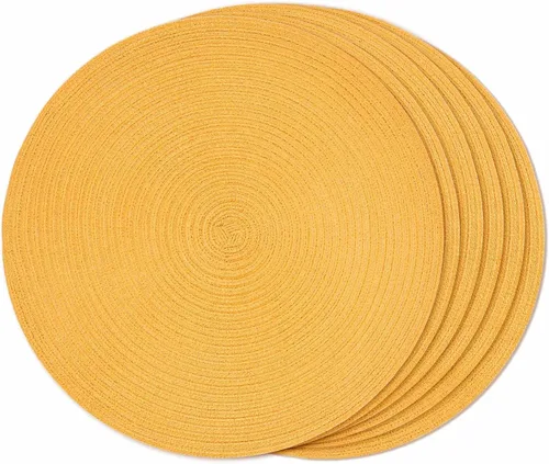 Miniatura 27 de FunWheat Juego de 4 manteles individuales redondos trenzados para mesas de comedor, manteles tejidos resistentes al calor, 15 pulgadas