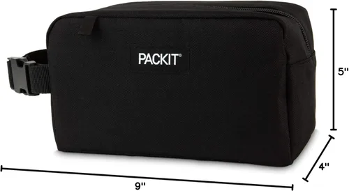 Miniatura 9 de PackIt Caja de aperitivos congelable, color negro, fabricada con tecnología EcoFreeze, plegable, reutilizable, cierre de cremallera con asa