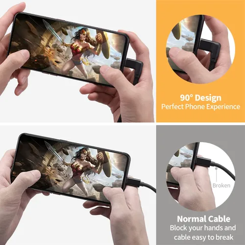 Miniatura 2 de UseBean Cable de extensión USB C en ángulo recto de 0.6 pies, 90 grados USB-C 3.2 Gen 2 20Gbps macho a hembra tipo C 4K cable extensor de video