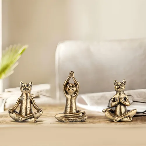 Miniatura 7 de Smadeer Estatuas de gato de yoga para decoración del hogar, figura de postura de yoga para dormitorio espiritual zen, sala de estar, oficina, mesa