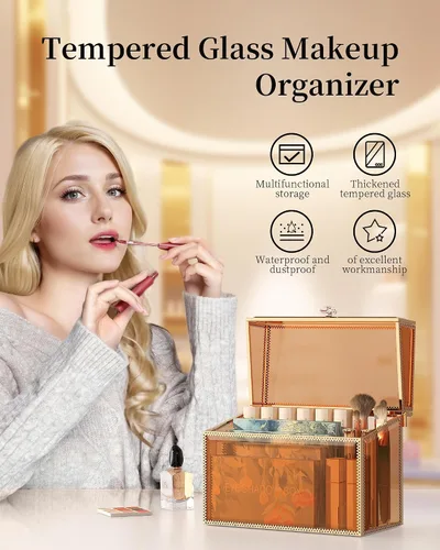 Miniatura 5 de Youdepot - Organizador de lápiz labial, 24 espacios, brillo de labios de vidrio templado y organizador de perfumes, soporte para lápiz labial