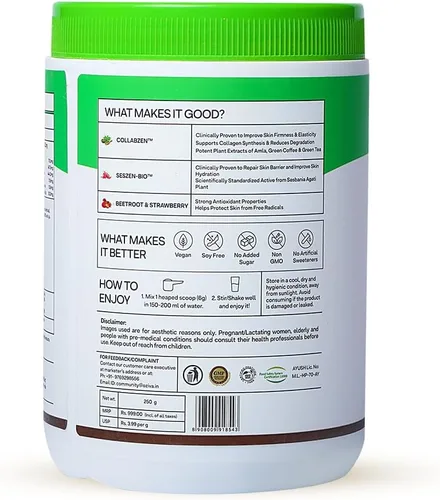 Miniatura 3 de OZIVA Constructor de colágeno a base de plantas con biotina y sílice, baya de acai, brote de bambú, espino cerval de mar para belleza