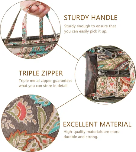Miniatura 5 de Bolso de mano estilo cartera de Vercord para mujer con organizador incorporado, estampado bien definido, con manijas y cremallera, tamaño 2