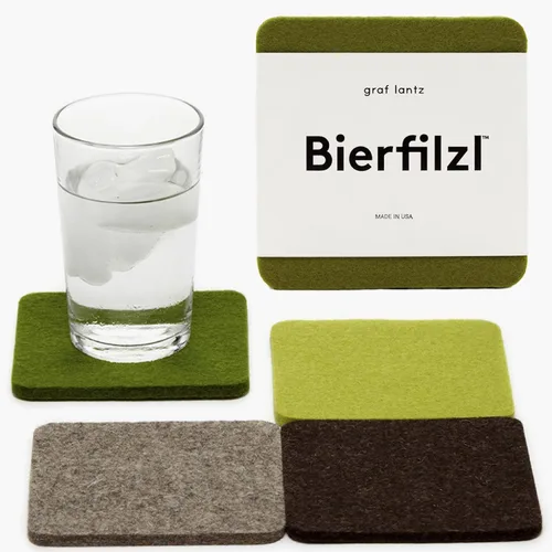 Miniatura 47 de Graf Lantz - Juego de 4 posavasos redondos de lana de merino Bierfilzl - Negro (círculos de 10 cm) - Absorbe el 30% del peso - Lana alemana
