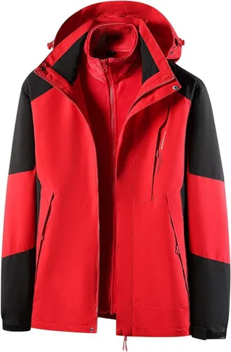 Chaqueta impermeable 3 en 1 con capucha para hombre, chaqueta de esquí, chaqueta de nieve de invierno con forro polar cálido, resistente al viento,