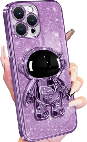 Miniatura 14 de Buleens Funda para iPhone 13 Pro Astronauta, Fundas Transparentes para iPhone 13 Pro con Papel Brillante y Soporte de Astronauta, Mujeres Niñas Rosa
