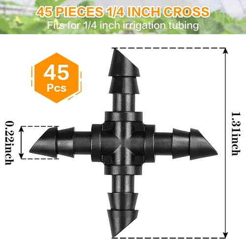 Miniatura 2 de Gardrip Accesorios cruzados de riego por goteo: 45 piezas de púas de 4 vías de riego cruzado de piezas con extremo afilado se adapta a tubos