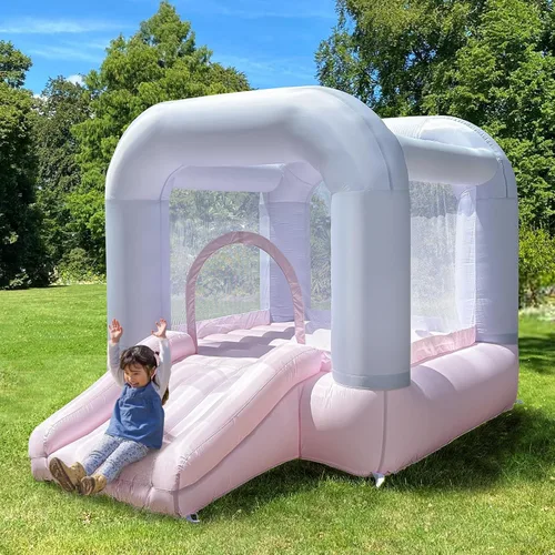 Miniatura 4 de Casa de rebote para niños pequeños de 1 a 3 años, mini casa de rebote con tobogán para interiores y exteriores, 8.33 pies de largo x 5.4 pies