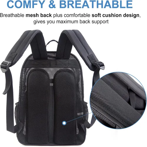 Miniatura 6 de Edraco Mochila de malla resistente, mochila transparente, bolsa de malla para libros, Negro -, Estilo 2