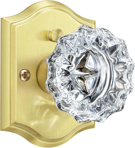 Miniatura 23 de Pomos de puerta de cristal para interiores, pomos de puerta de cristal de latón envejecido con cerradura para uso de privacidad, pomos de puerta