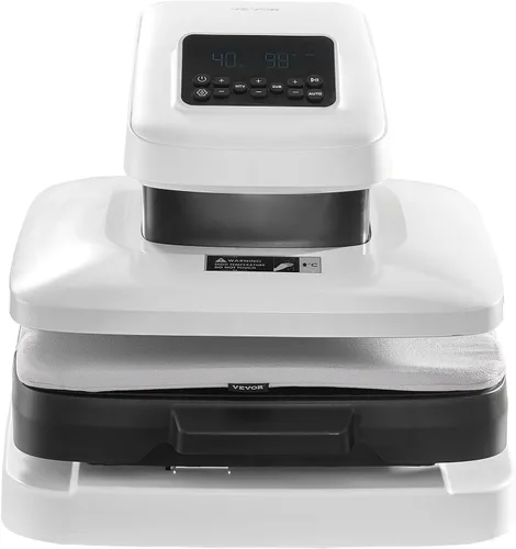 Miniatura 9 de VEVOR Máquina automática de prensa de calor, 15 x 15 pulgadas, máquina de prensa de camisetas con liberación automática y presión ajustable, Blanco