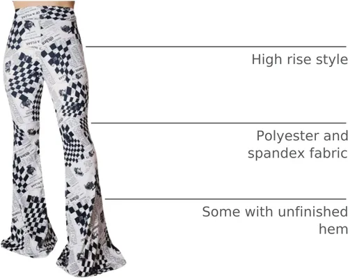 Miniatura 104 de ShopMyTrend - Pantalones de yoga largos con piernas anchas y acampanadas estilo palazzo, con cintura alta, para mujer