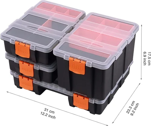Miniatura 7 de CASOMAN Organizador de hardware y piezas, juego de 4 piezas, organizador de piezas pequeñas, caja de herramientas de almacenamiento versátil