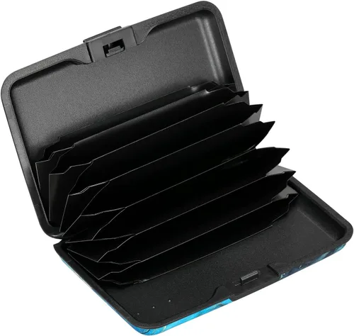 Miniatura 37 de ELFISH Mini cartera de aluminio RFID para tarjetas de crédito, funda de identificación de metal para hombres y mujeres, Happy Flower, Cartera Rfid