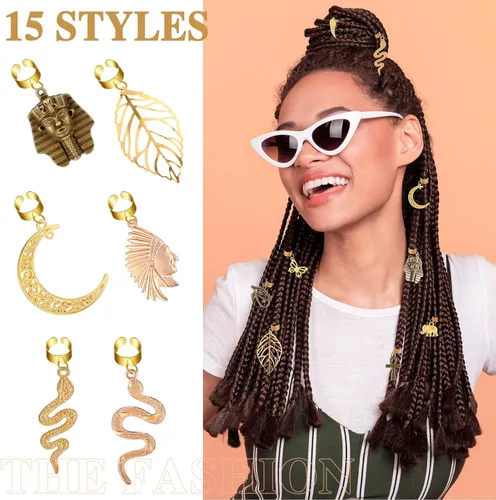 Miniatura 4 de Chunyin 40 piezas de joyería para el cabello para mujer, trenzas Loc, accesorios dorados para el cabello para hombres, trenzas de rastas