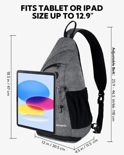 Miniatura 2 de WATERFLY - Mochila de bandolera pequeña tipo eslinga, mochila al hombro para hombres y mujeres, para viajes, ciclismo, senderismo, mochila de día